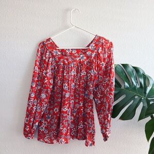 Gap Red, White, and Blue Floral Blouse